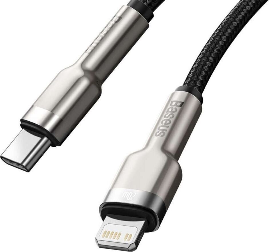 USB-C cable for Lightning Baseus Cafule, PD, 20W, 2m (black) цена и информация | Mobiiltelefonide kaablid | hansapost.ee