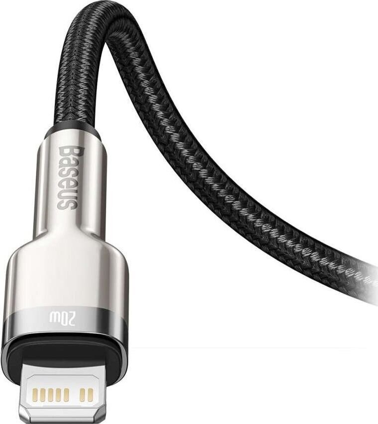 USB-C cable for Lightning Baseus Cafule, PD, 20W, 2m (black) цена и информация | Mobiiltelefonide kaablid | hansapost.ee