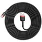 Kaabel Baseus USB Durable Nylon Braided Wire Usb / Micro Usb 2A 3m, must/punane hind ja info | Mobiiltelefonide kaablid | hansapost.ee