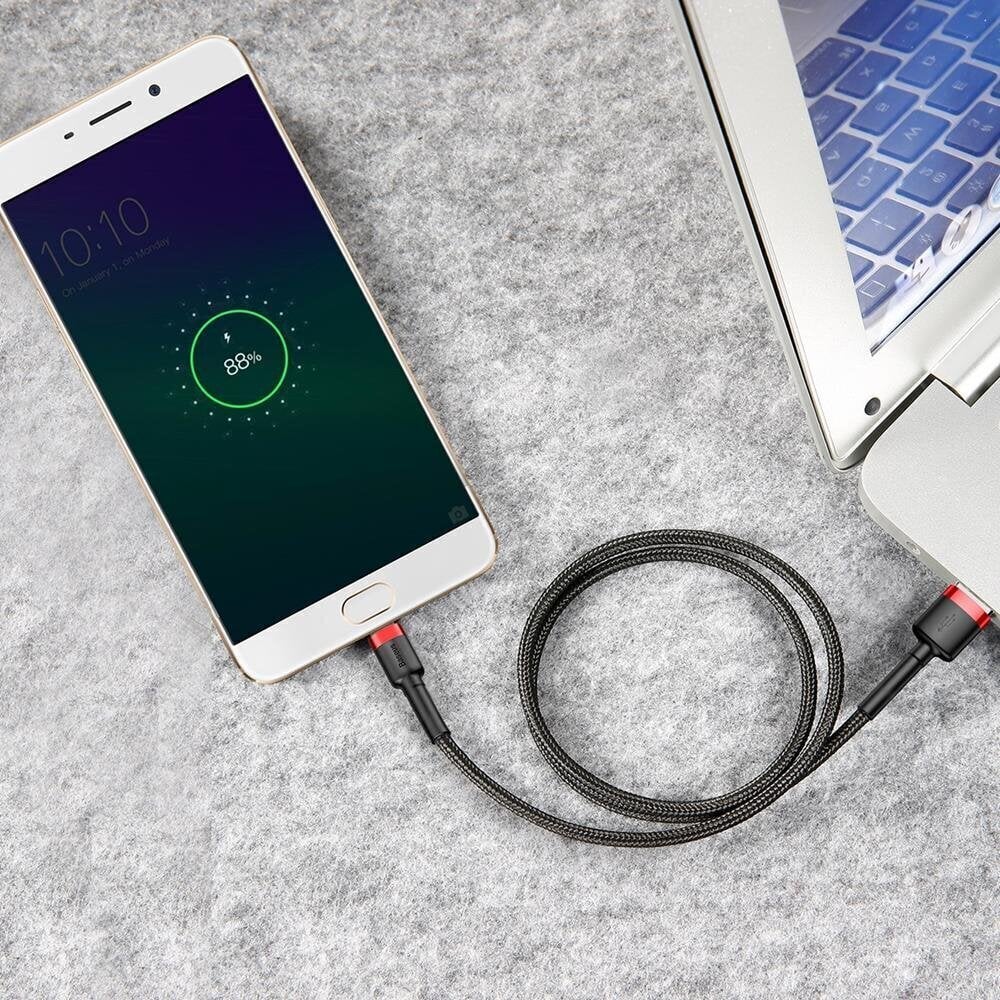 Kaabel Baseus USB Durable Nylon Braided Wire Usb / Micro Usb 2A 3m, must/punane цена и информация | Mobiiltelefonide kaablid | hansapost.ee