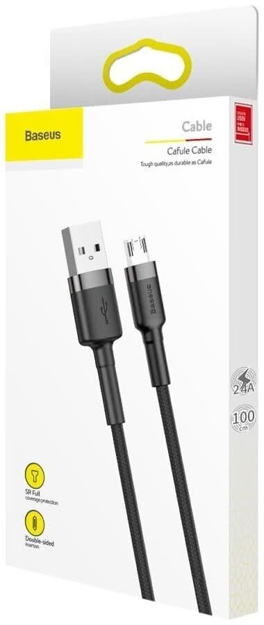 Baseus Cable USB / micro USB QC3.0 2.4A 1M black-grey (CAMKLF-BG1) hind ja info | Mobiiltelefonide kaablid | hansapost.ee