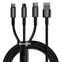 USB cable 3in1 Baseus Tungsten Gold, USB to micro USB / USB-C / Lightning, 3.5A, 1.5m (black) hind ja info | Mobiiltelefonide kaablid | hansapost.ee