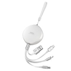 Плоский выдвижной кабель для передачи данных REMAX Sury 3в1 USB - USB Type C / Lightning / micro USB 2,1 A, 1 м, красный (RC-185th) цена и информация | Кабели для телефонов | hansapost.ee