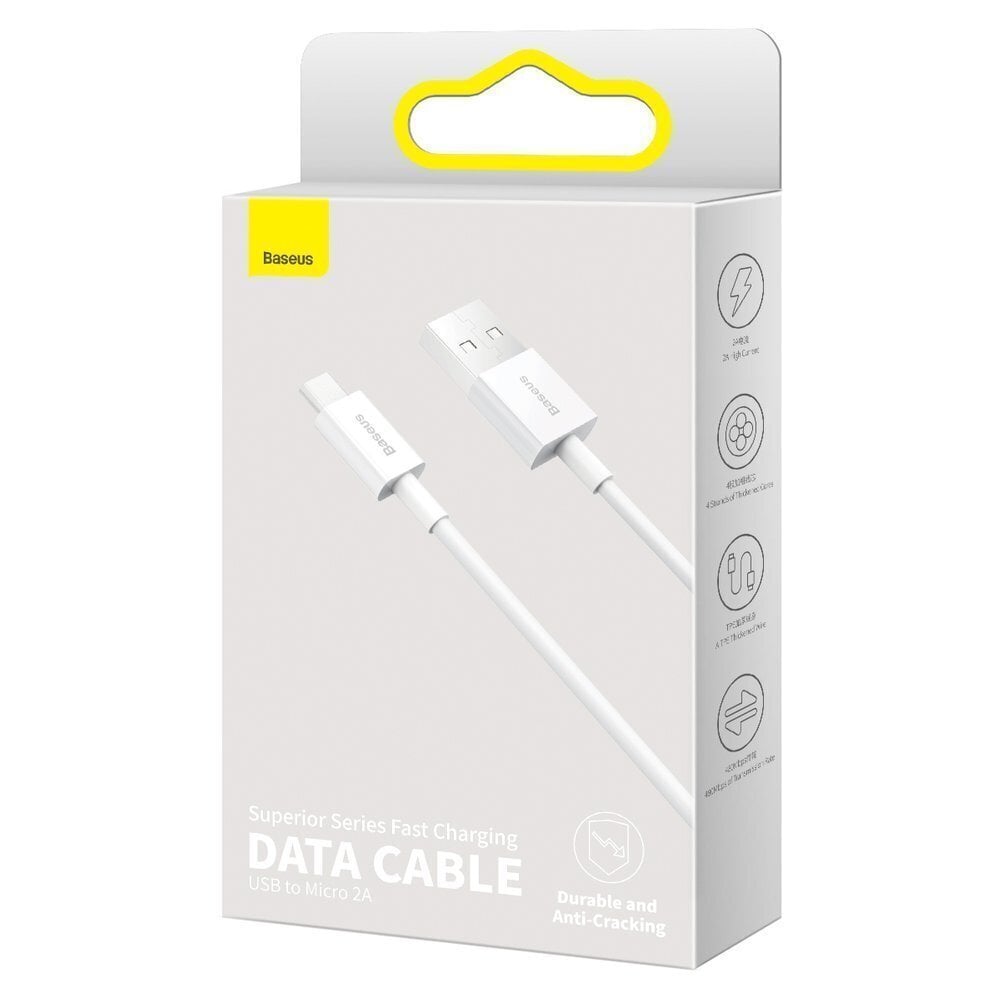 Kaabel Baseus Superior Series USB - micro USB fast charging data cable 2A, 1m (CAMYS-02) hind ja info | Mobiiltelefonide kaablid | hansapost.ee