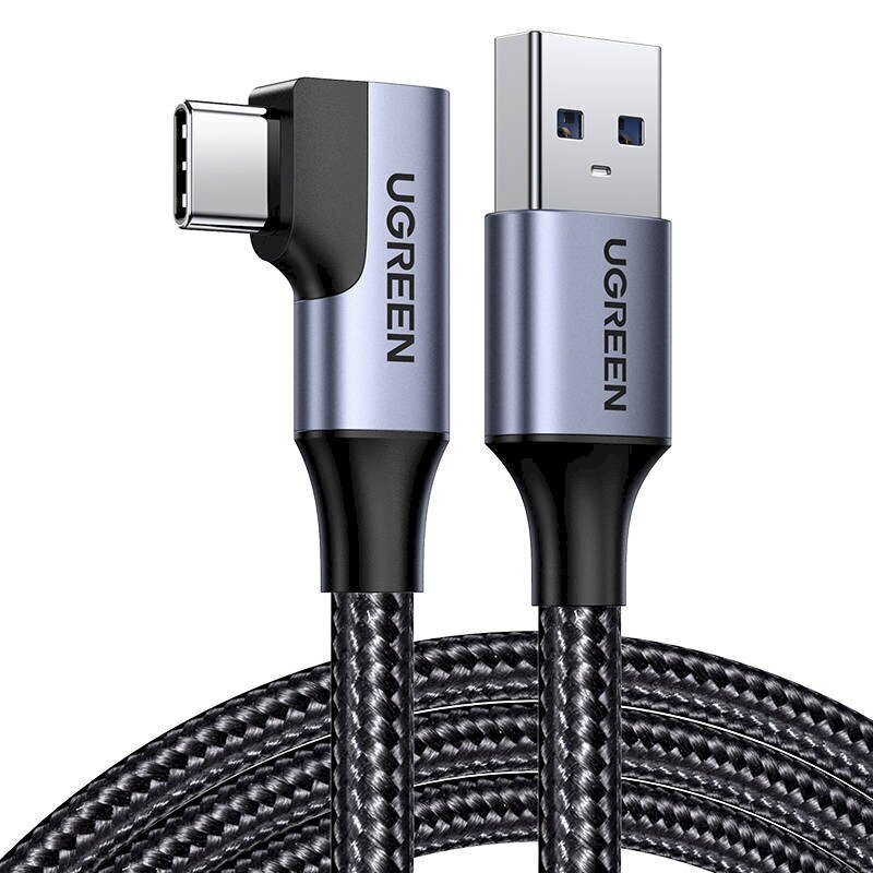 Angle cable USB to USB-C UGREEN US385, 3A, 1m (black) hind ja info | Mobiiltelefonide kaablid | hansapost.ee