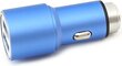 OMEGA auto USB-laadija metallist 2xUSB 5V 2.1A sinine цена и информация | Laadijad mobiiltelefonidele | hansapost.ee