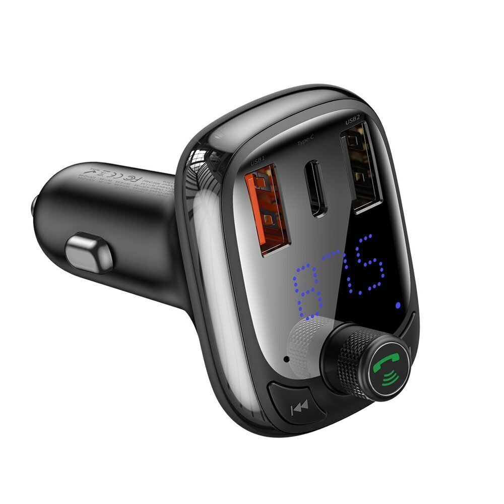 Автомобильное зарядное устройство Baseus T-Typed Bluetooth FM Transmitter  MP3 Car Charger 2x Type C QC 4.0 цена | hansapost.ee