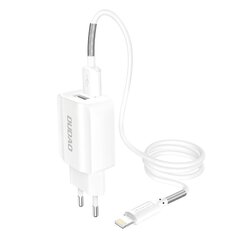 Telefonilaadija Udao 2X USB EU 5V/2.4A + Lightning kaabel, valge hind ja info | Laadijad mobiiltelefonidele | hansapost.ee