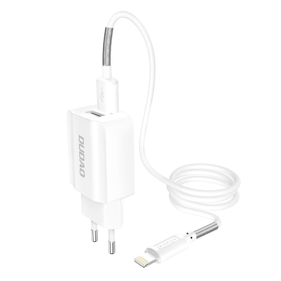 Telefonilaadija Udao 2X USB EU 5V/2.4A + Lightning kaabel, valge цена и информация | Laadijad mobiiltelefonidele | hansapost.ee