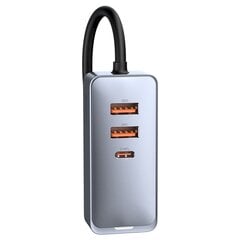 Автомобильное зарядное устройство Baseus Share Together с удлинителем, 3x USB, USB-C, 120 Вт (серое) цена и информация | Зарядные устройства для телефонов | hansapost.ee