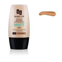 Matistav jumestuskreem AA Make Up Matt Foundation 30 ml, 107 Dark Beige hind ja info | Jumestuskreemid ja puudrid | hansapost.ee