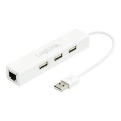 Fast Etherneti adapter LOGILINK - USB 2.0 koos 3-Port USB Hub hind ja info | USB adapterid ja jagajad | hansapost.ee