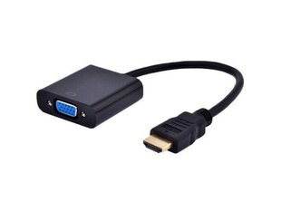 Переход интерфейсный Gembird HDMI-A (M) -> VGA (F), на кабеле, черный. цена и информация | Адаптеры, USB-разветвители | hansapost.ee
