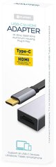 Мультимедийный адаптер Platinet USB-C в HDMI (4K @ 30Hz, 1080P @ 60Hz) цена и информация | Адаптеры и USB-hub | hansapost.ee