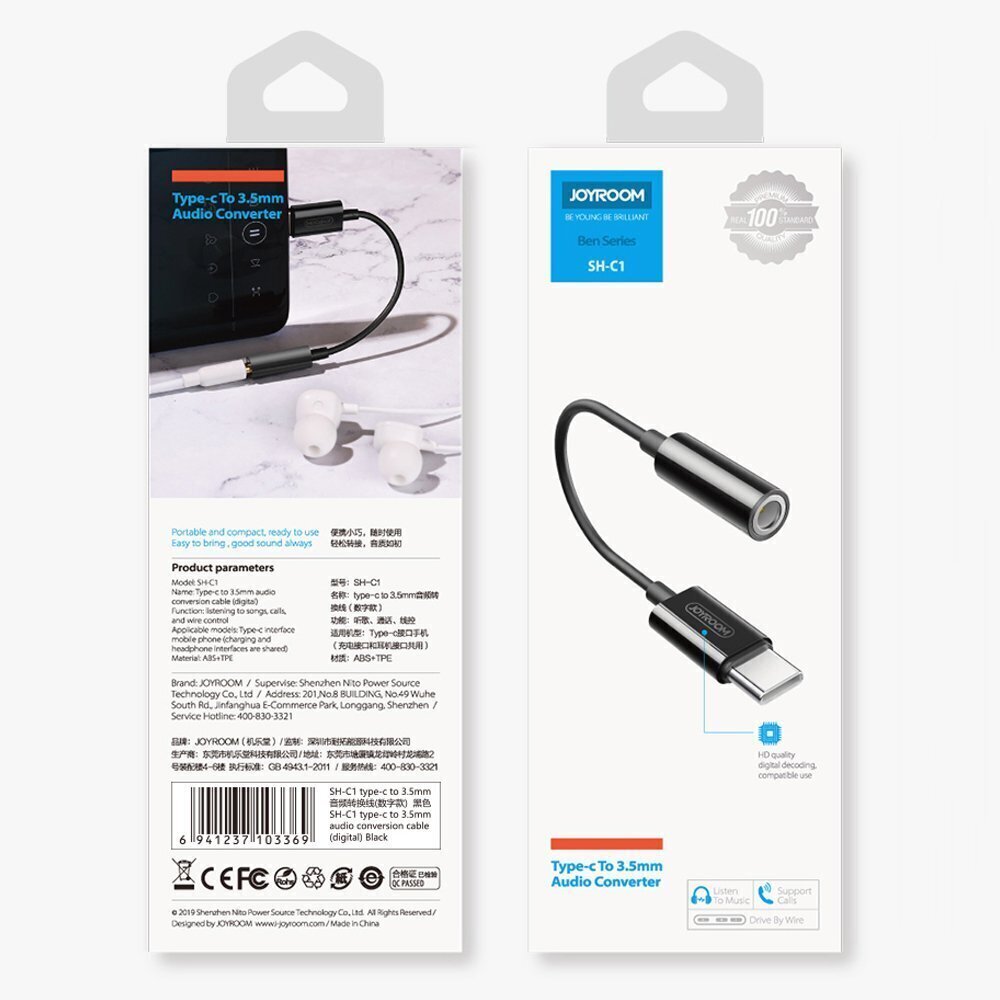 Adapter Joyroom SH-C1, 3.5 mm mini jack-USB Type C цена и информация | USB adapterid ja jagajad | hansapost.ee