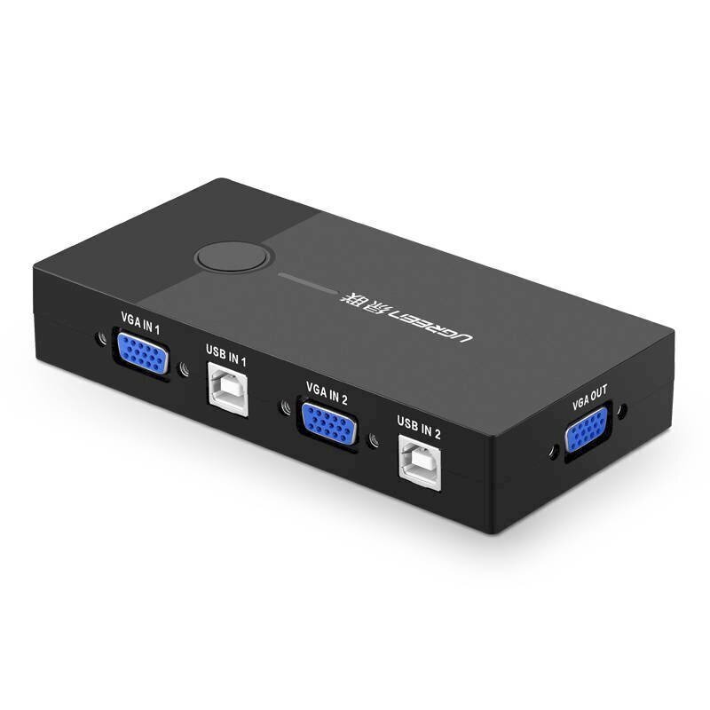 Ugreen KVM lüliti adapter, 2x VGA, 2x USB 2.0, must hind ja info | USB adapterid ja jagajad | hansapost.ee