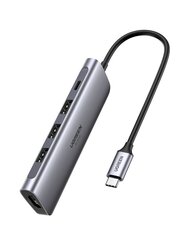 Adapter 5in1 UGREEN Hub USB-C to 3x USB 3.0 + HDMI 4K + USB-C PD 100W (grey) hind ja info | USB adapterid ja jagajad | hansapost.ee