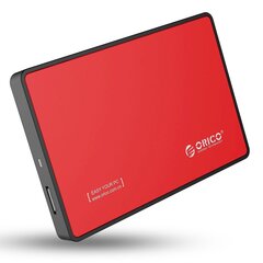 Hard drive external enclosure Orico SSD/HDD 2.5" SATA III (red) hind ja info | Välised kõvakettad | hansapost.ee