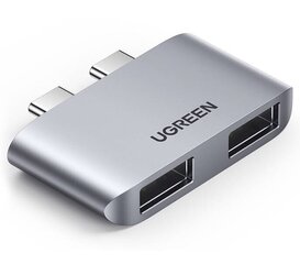 Adapter UGREEN CM413, 2x USB-C to 2x USB 3.0 (grey) цена и информация | Адаптеры и USB-hub | hansapost.ee