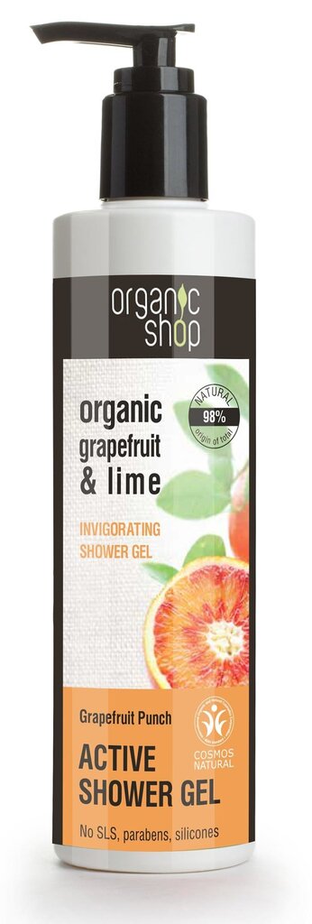 Dušigeel Organic Shop Grapefruit & Lime 280 ml цена и информация | Dušigeelid, õlid | hansapost.ee