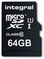 Mälukaart SD + adapter Integral 64 GB microSDXC UltimaPro hind ja info | Mälukaardid mobiiltelefonidele | hansapost.ee