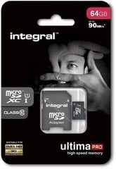 Mälukaart SD + adapter Integral 64 GB microSDXC UltimaPro hind ja info | Mälukaardid mobiiltelefonidele | hansapost.ee