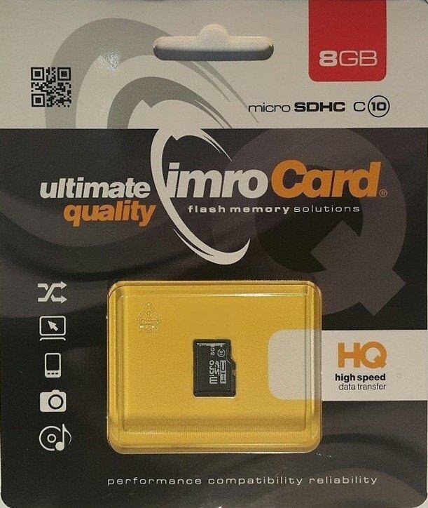 MicroSDHC Klass 10 mälukaart 8 GB IMRO 10/8G цена и информация | Mälukaardid mobiiltelefonidele | hansapost.ee