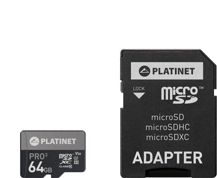 Mälukaart Platinet PMMSDX64UIII Micro SD, 64 GB hind ja info | Mälukaardid mobiiltelefonidele | hansapost.ee