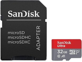 Sandisk mälukaart microSDHC 32GB Ultra 120MB/s A1 + adapter hind ja info | Sandisk Mobiiltelefonid, fotokaamerad, nutiseadmed | hansapost.ee