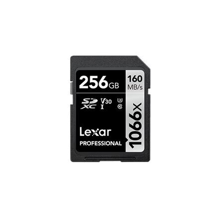 Lexar Professional 1066x SDXC UHS-I SDXC, 256 GB, Silver, Class 10, U3, V30, 120 MB цена и информация | Mälukaardid mobiiltelefonidele | hansapost.ee