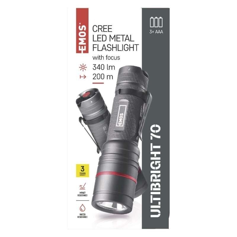 Metallist taskulamp Cree Led Ultibright 70,340lm, 3xAAA hind ja info | Taskulambid, pealambid ja prožektorid | hansapost.ee