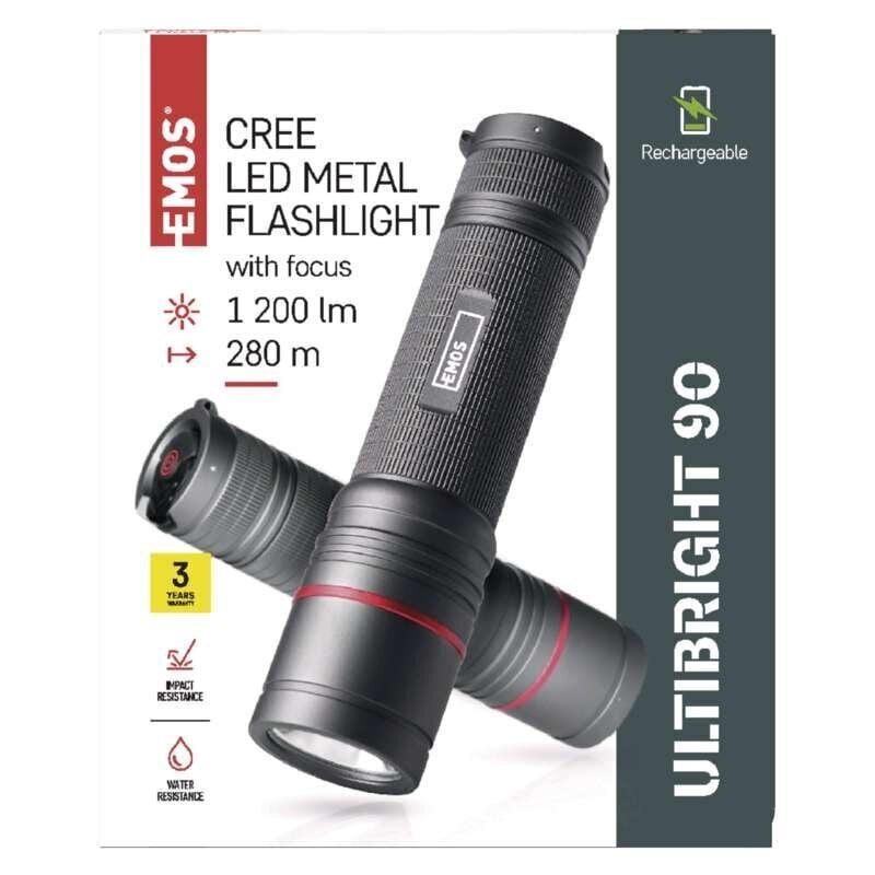 Laetav taskulamp CREE LED, metall, IP65, 1200lm, teravustamine hind ja info | Taskulambid, pealambid ja prožektorid | hansapost.ee