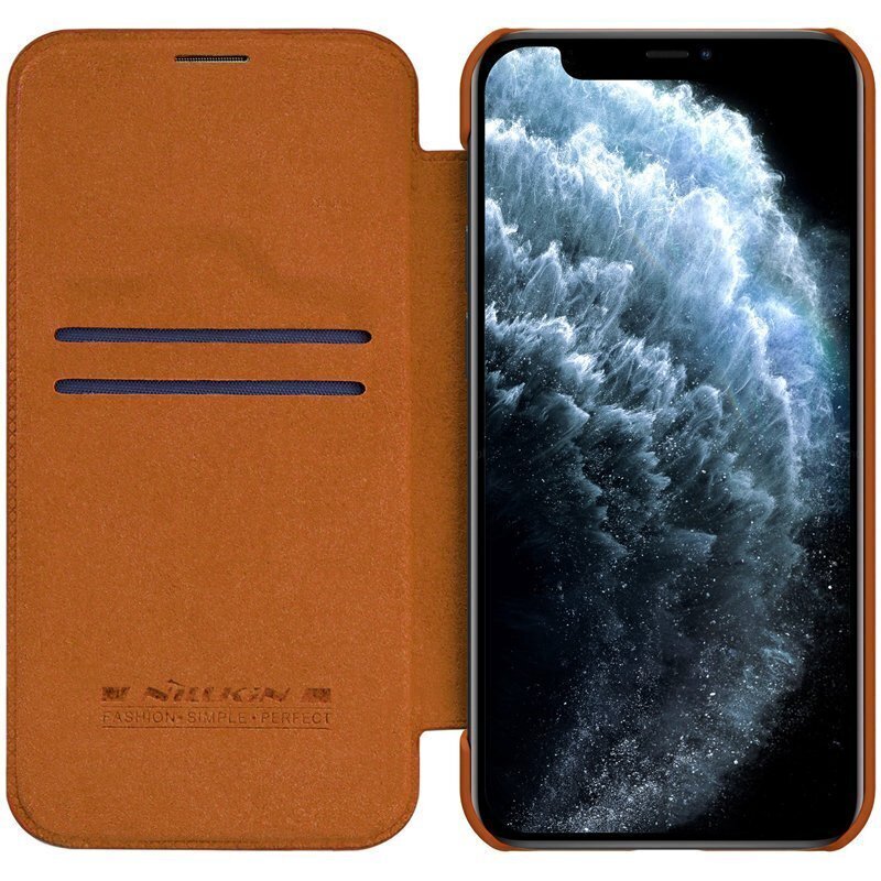 Telefoni kaaned Nillkin Qin Book sobib iPhone 12 Pro Max, pruun цена и информация | Telefonide kaitsekaaned ja -ümbrised | hansapost.ee