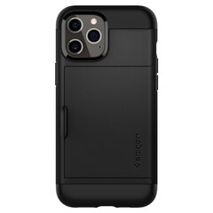 Чехол для iPhone 12/12 Pro, чехол с держателем карты Spigen Slim Armor CS, черный цена и информация | Чехлы для телефонов | hansapost.ee