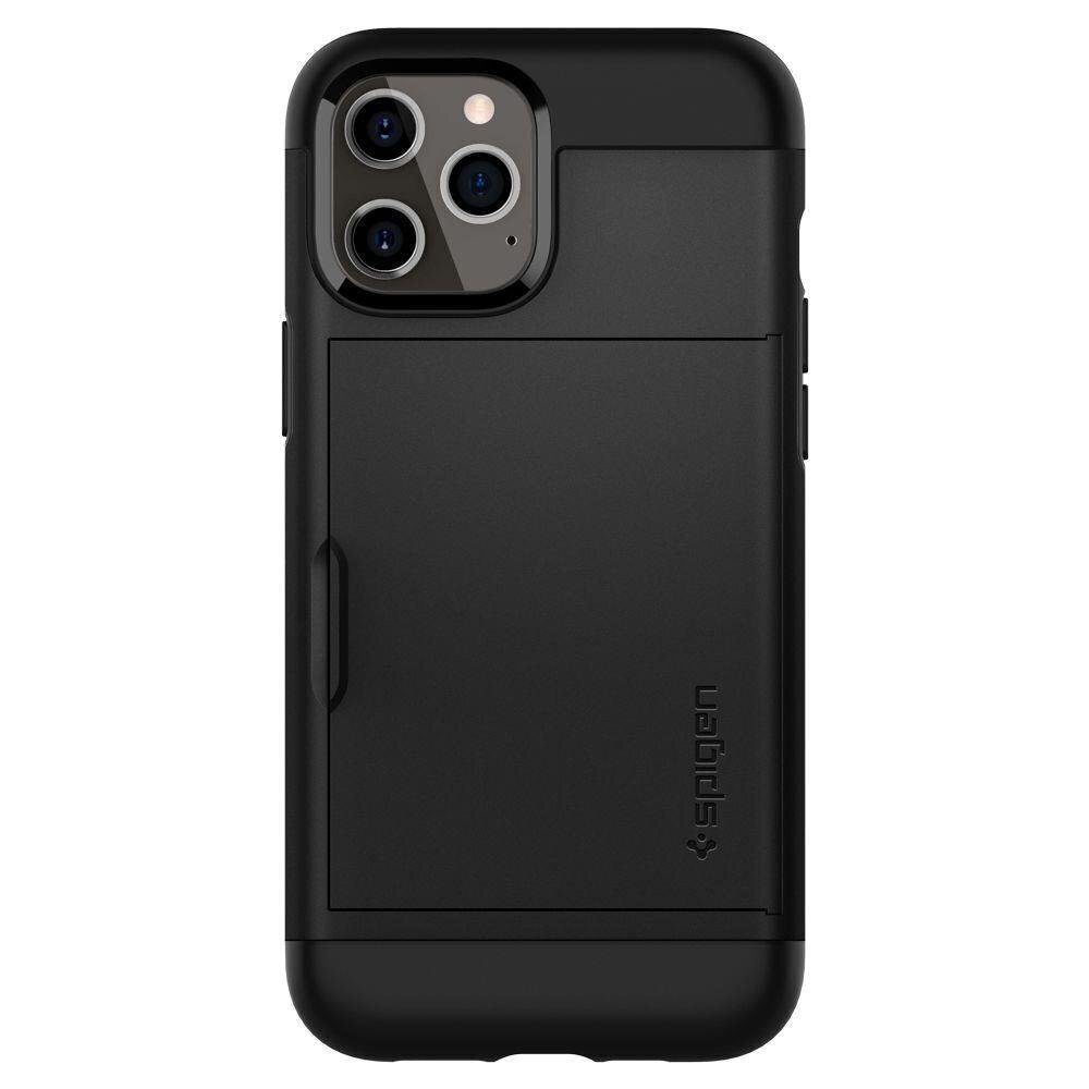 Ümbris IPhone 12/12 Pro, Spigen Slim Armor CS kaardihoidja kate, must цена и информация | Telefonide kaitsekaaned ja -ümbrised | hansapost.ee