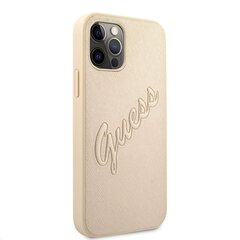 GUHCP12MRSAVSLG Guess PU Saffiano Vintage Script Case for iPhone 12/12 Pro Gold hind ja info | Telefonide kaitsekaaned ja -ümbrised | hansapost.ee