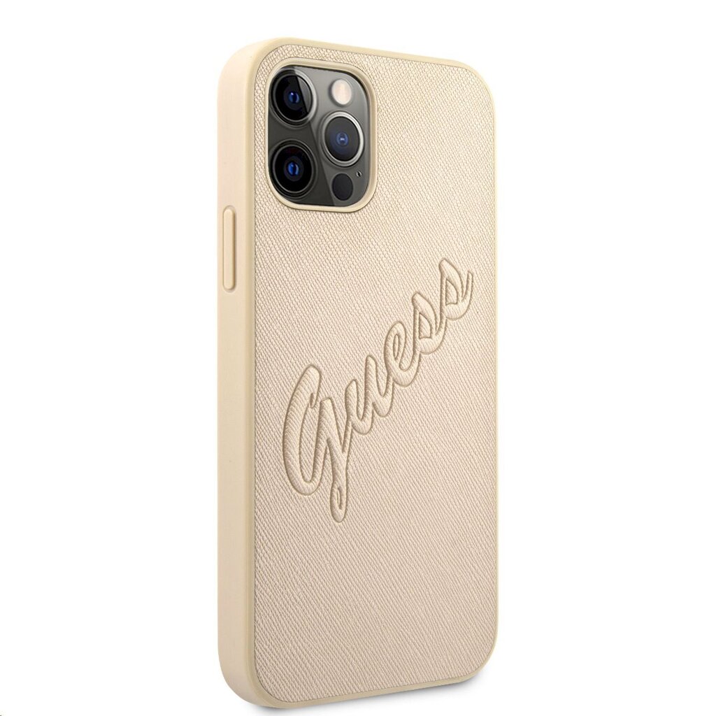 GUHCP12LRSAVSLG Guess PU Saffiano Vintage Script Case for iPhone 12 Pro Max Gold hind ja info | Telefonide kaitsekaaned ja -ümbrised | hansapost.ee