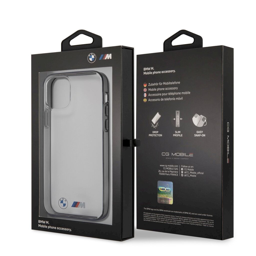 BMHCP12LMBTOK BMW M Metallic Black Edges Hard Case for iPhone 12 Pro Max 6.7 Transparent цена и информация | Telefonide kaitsekaaned ja -ümbrised | hansapost.ee