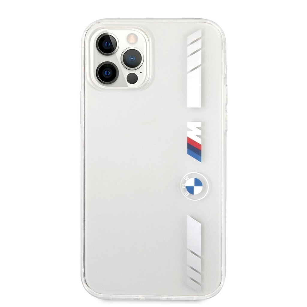 BMHCP12MMKTSS BMW M PC/TPU Silver Stripes Hard Case for iPhone 12/12 Pro 6.1 Transparent hind ja info | Telefonide kaitsekaaned ja -ümbrised | hansapost.ee