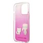 KLHCP13LCKTRP Karl Lagerfeld PC/TPU Ikonik Karl and Choupette Case for iPhone 13 Pro Pink hind ja info | Telefonide kaitsekaaned ja -ümbrised | hansapost.ee