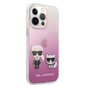 KLHCP13LCKTRP Karl Lagerfeld PC/TPU Ikonik Karl and Choupette Case for iPhone 13 Pro Pink hind ja info | Telefonide kaitsekaaned ja -ümbrised | hansapost.ee