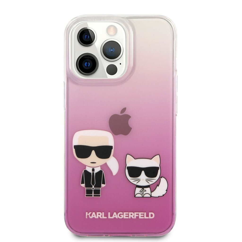 KLHCP13LCKTRP Karl Lagerfeld PC/TPU Ikonik Karl and Choupette Case for iPhone 13 Pro Pink hind ja info | Telefonide kaitsekaaned ja -ümbrised | hansapost.ee