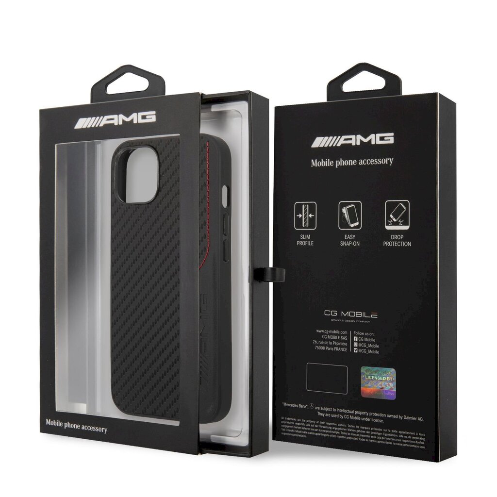 AMHCP13MDEBK AMG PU Carbon Effect Hard Case for iPhone 13 Black hind ja info | Telefonide kaitsekaaned ja -ümbrised | hansapost.ee
