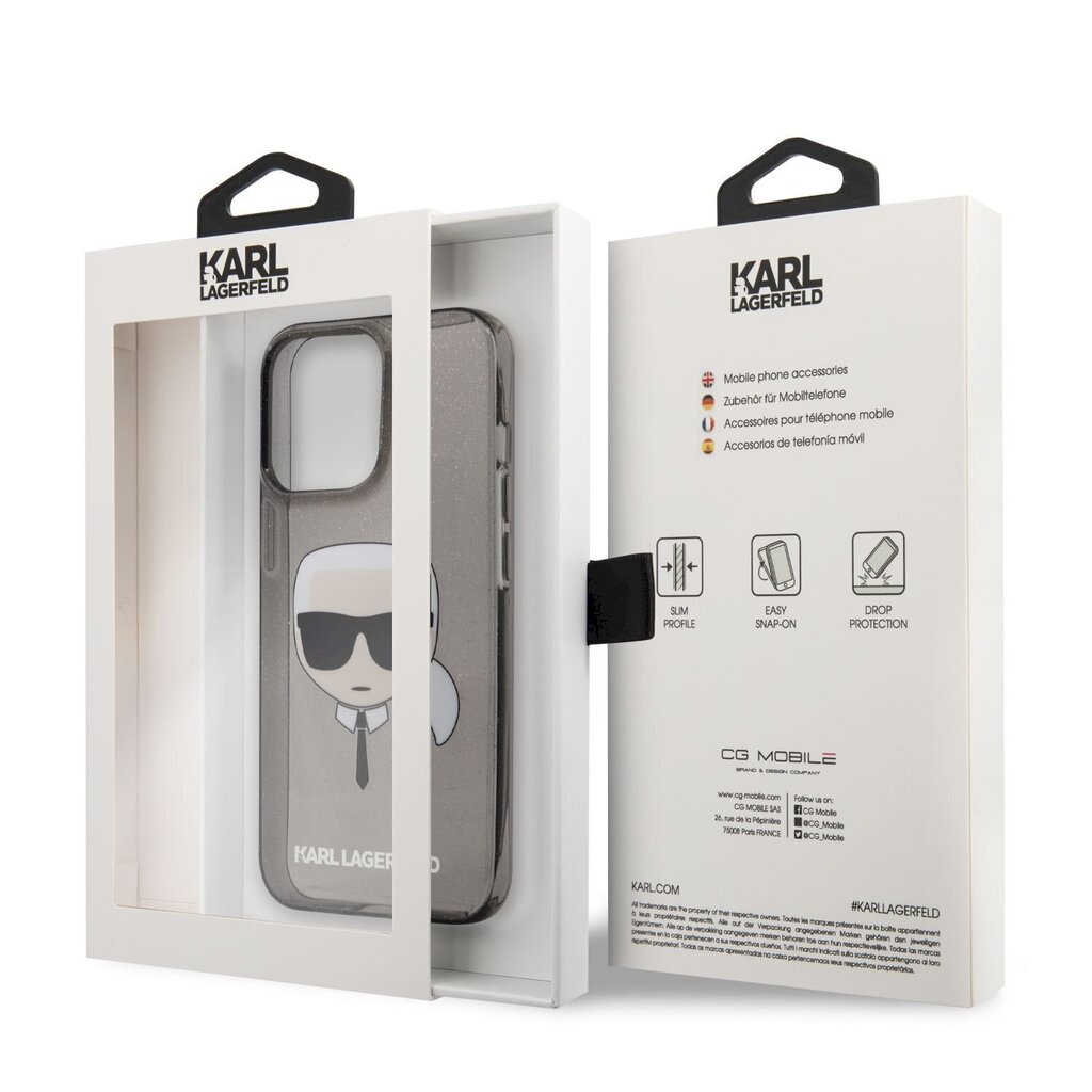 KLHCP13LKHTUGLB Karl Lagerfeld TPU Full Glitter Karl Head Case for iPhone 13 Pro Black hind ja info | Telefonide kaitsekaaned ja -ümbrised | hansapost.ee