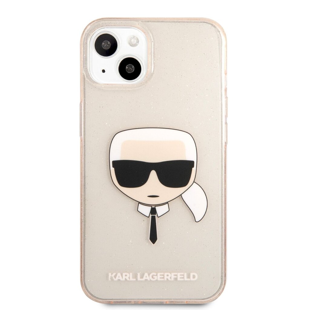 KLHCP13MKHTUGLGO Karl Lagerfeld TPU Full Glitter Karl Head Case for iPhone 13 Gold hind ja info | Telefonide kaitsekaaned ja -ümbrised | hansapost.ee