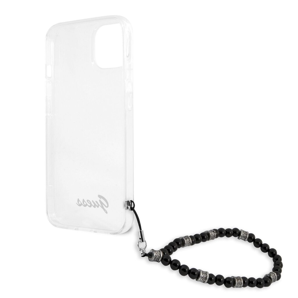 GUHCP13MKPSBK Guess PC Script and Black Pearls Case for iPhone 13 Transparent hind ja info | Telefonide kaitsekaaned ja -ümbrised | hansapost.ee