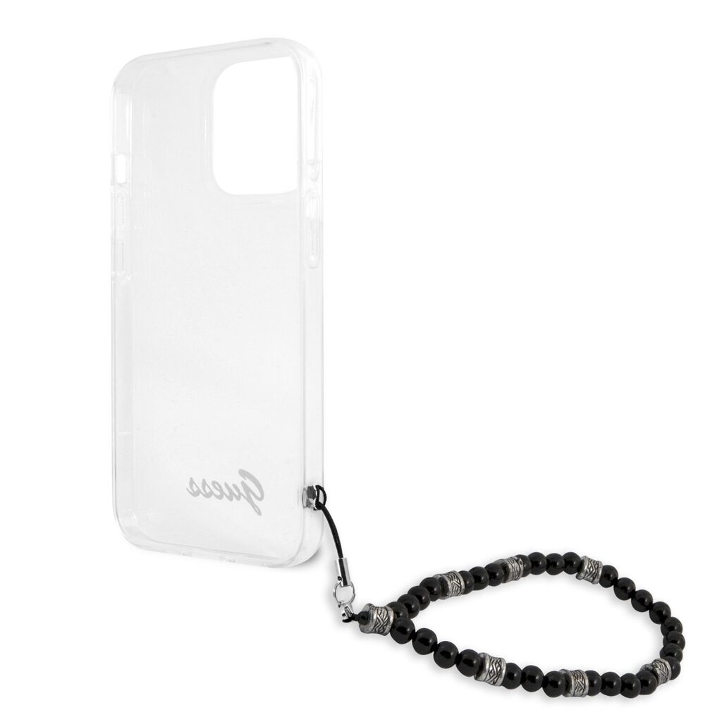 GUHCP13XKPSBK Guess PC Script and Black Pearls Case for iPhone 13 Pro Max Transparent hind ja info | Telefonide kaitsekaaned ja -ümbrised | hansapost.ee