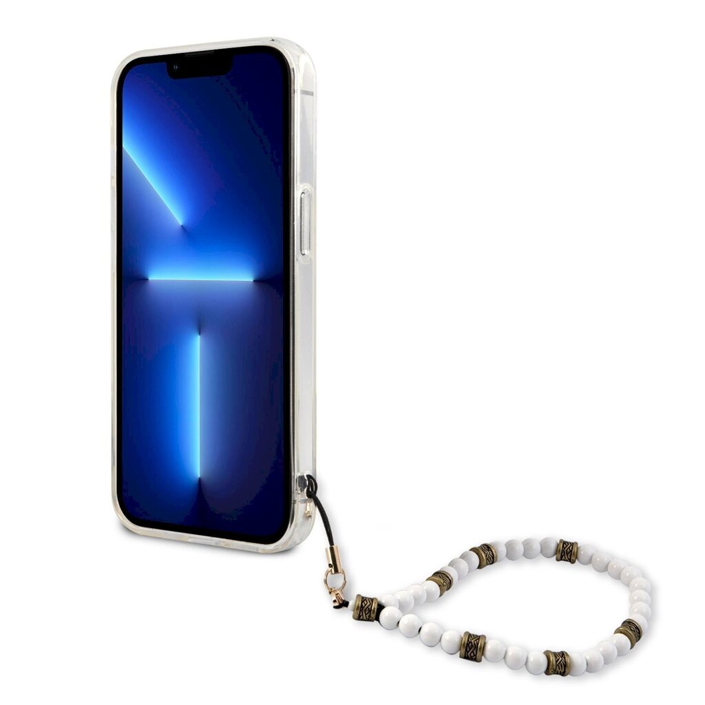 GUHCP13LKPSWH Guess PC Script and White Pearls Case for iPhone 13 Pro Transparent цена и информация | Telefonide kaitsekaaned ja -ümbrised | hansapost.ee