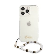 GUHCP13XKPSWH Guess PC Script and White Pearls Case for iPhone 13 Pro Max Transparent цена и информация | Guess Телефоны и аксессуары | hansapost.ee