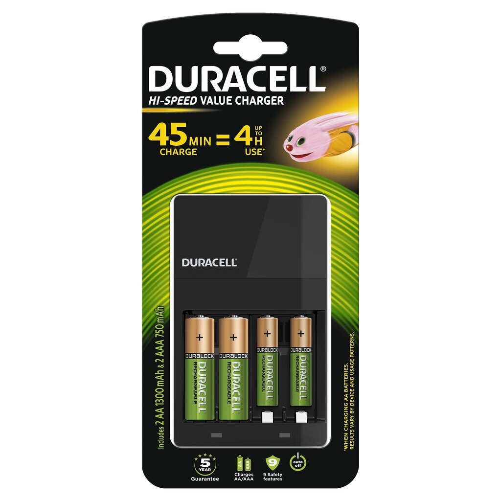 Laadija Duracell CEF14 (per 45min) +2AA +2AAA hind ja info | Akupatareide laadijad | hansapost.ee